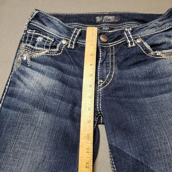 Silver Jeans, Suki Mid Slim Boot Womens bling / embroidery cropped bootcut - Picture 13 of 15